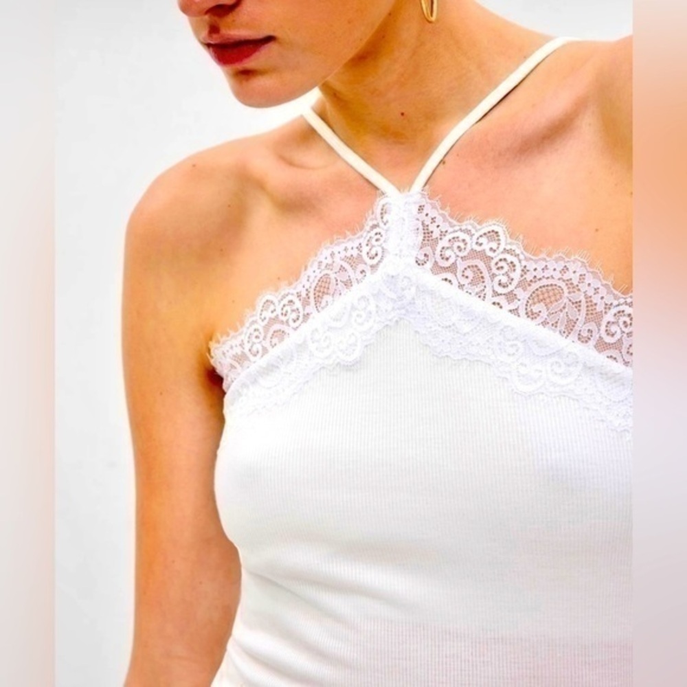Rib Lace Halter Cami women’s​​​​​